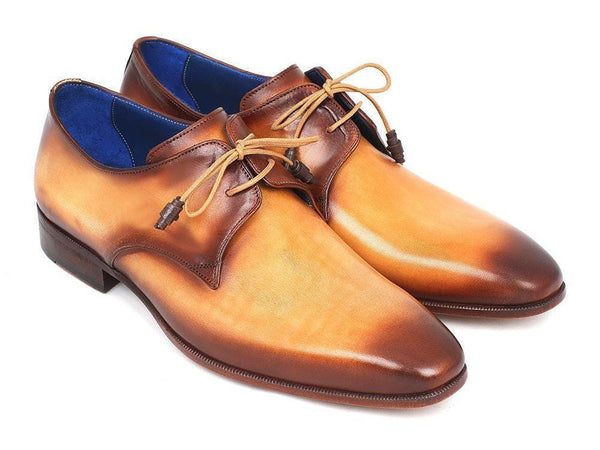 Paul Parkman (FREE Shipping) Brown & Camel Hand-Painted Derby Shoes (ID#326-CMLBRW)-'--JadeMoghul Inc.