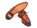 Paul Parkman (FREE Shipping) Brown Leather Apron Derby Shoes For Men (ID