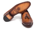 Paul Parkman (FREE Shipping) Camel Brown Genuine Ostrich Tassel Loafers (ID