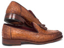 Paul Parkman (FREE Shipping) Camel Brown Genuine Ostrich Tassel Loafers (ID