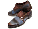 Paul Parkman (FREE Shipping) Captoe Double Monkstrap Antique Blue & Brown Suede (ID