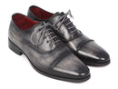 Paul Parkman (FREE Shipping) Captoe Oxfords Gray & Black Hand Painted Shoes (ID