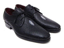 Paul Parkman (FREE Shipping) Full Genuine Black Stingray Goodyear Welted Derby Shoes For Men (ID