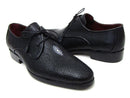 Paul Parkman (FREE Shipping) Full Genuine Black Stingray Goodyear Welted Derby Shoes For Men (ID