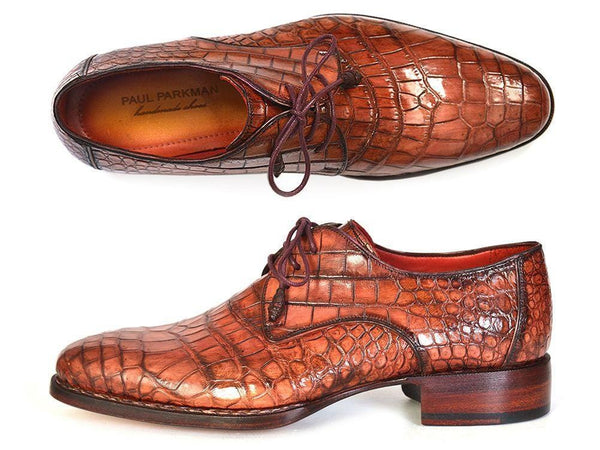 Paul Parkman (FREE Shipping) Genuine Crocodile Goodyear Welted Derby Shoes (ID#44Z87)-'--JadeMoghul Inc.