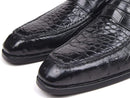 Paul Parkman (FREE Shipping) Genuine Crocodile & Ostrich Penny Loafers Black (ID