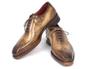 Paul Parkman (FREE Shipping) Goodyear Welted Men's Wingtip Oxfords Antique Olive (ID