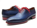 Paul Parkman (FREE Shipping) Goodyear Welted Wholecut Oxfords Navy Blue Hand-Painted (ID