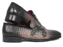 Paul Parkman (FREE Shipping) Gray Woven & Croc Embossed Monkstraps (ID