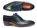 Paul Parkman (FREE Shipping) Green & Purple Handmade Oxfords (ID