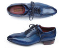 Paul Parkman (FREE Shipping) Handmade Lace-Up Casual Shoes For Men Blue (ID