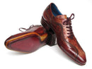 Paul Parkman (FREE Shipping) Handmade Lace-Up Casual Shoes For Men Brown Hand-Painted (ID