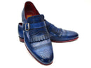 Paul Parkman (FREE Shipping) Kiltie Monkstrap Shoes Dual Tone Blue Leather (ID