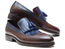 Paul Parkman (FREE Shipping) Kiltie Tassel Loafers Dark Brown & Navy (ID