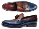 Paul Parkman (FREE Shipping) Kiltie Tassel Loafers Navy & Tobacco (ID