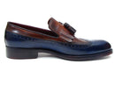 Paul Parkman (FREE Shipping) Kiltie Tassel Loafers Navy & Tobacco (ID