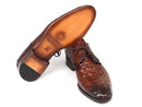 Paul Parkman (FREE Shipping) Light Brown Crocodile Embossed Calfskin Derby Shoes (ID