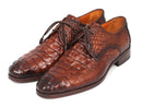 Paul Parkman (FREE Shipping) Light Brown Crocodile Embossed Calfskin Derby Shoes (ID