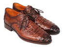 Paul Parkman (FREE Shipping) Light Brown Crocodile Embossed Calfskin Derby Shoes (ID