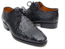 Paul Parkman (FREE Shipping) Men's Black Crocodile Embossed Calfskin Derby Shoes (ID