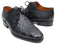 Paul Parkman (FREE Shipping) Men's Black Crocodile Embossed Calfskin Derby Shoes (ID#1438BLK) PAUL PARKMAN