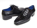 Paul Parkman (FREE Shipping) Men's Black Genuine Crocodile & Calfskin Oxford Shoes (ID