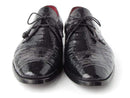 Paul Parkman (FREE Shipping) Men's Black Genuine Crocodile Derby Shoes (ID