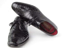 Paul Parkman (FREE Shipping) Men's Black Genuine Crocodile Derby Shoes (ID