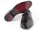 Paul Parkman (FREE Shipping) Men's Black Genuine Crocodile Derby Shoes (ID