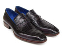 Paul Parkman (FREE Shipping) Men's Black Genuine Crocodile & Purple Calfskin Loafers (ID