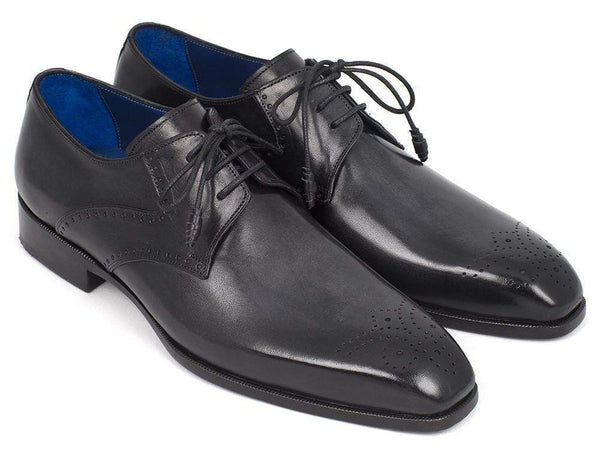 Paul Parkman (FREE Shipping) Men's Black Medallion Toe Derby Shoes (ID#6584-BLK) PAUL PARKMAN