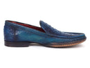 Paul Parkman (FREE Shipping) Men's Blue Genuine Ostrich Opanka Stitched Moccasins (ID