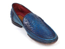 Paul Parkman (FREE Shipping) Men's Blue Genuine Ostrich Opanka Stitched Moccasins (ID