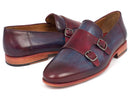 Paul Parkman (FREE Shipping) Men's Bordeaux & Navy Double Monkstrap Shoes (ID