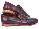 Paul Parkman (FREE Shipping) Men's Bordeaux & Navy Double Monkstrap Shoes (ID