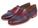 Paul Parkman (FREE Shipping) Men's Bordeaux & Navy Double Monkstrap Shoes (ID