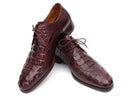 Paul Parkman (FREE Shipping) Men's Brown & Bordeaux Crocodile Embossed Calfskin Derby Shoes (ID