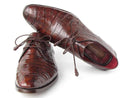 Paul Parkman (FREE Shipping) Men's Brown Genuine Crocodile Derby Shoes (ID