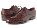 Paul Parkman (FREE Shipping) Men's Brown Genuine Crocodile Derby Shoes (ID