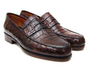 Paul Parkman (FREE Shipping) Men's Brown Genuine Crocodile Penny Loafers (ID