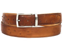 Paul Parkman (FREE Shipping) Men's Camel Genuine Ostrich Belt (ID