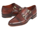 Paul Parkman (FREE Shipping) Men's Cap-Toe Double Monkstraps Brown (ID