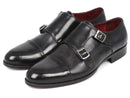 Paul Parkman (FREE Shipping) Men's Cap-Toe Double Monkstraps Gray & Black (ID