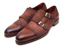 Paul Parkman (FREE Shipping) Men's Captoe Double Monkstrap Antique Brown Suede (ID