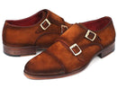 Paul Parkman (FREE Shipping) Men's Captoe Double Monkstrap Camel Suede (ID