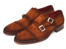 Paul Parkman (FREE Shipping) Men's Captoe Double Monkstrap Camel Suede (ID