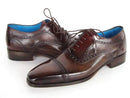 Paul Parkman (FREE Shipping) Men's Captoe Oxfords Anthracite Brown Hand-Painted Leather (ID