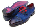 Paul Parkman (FREE Shipping) Men's Captoe Oxfords Blue Suede (ID