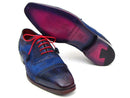 Paul Parkman (FREE Shipping) Men's Captoe Oxfords Blue Suede (ID