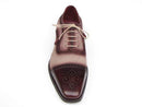 Paul Parkman (FREE Shipping) Men's Captoe Oxfords - Bordeaux / Beige Hand-Painted Suede Upper and Leather Sole (ID